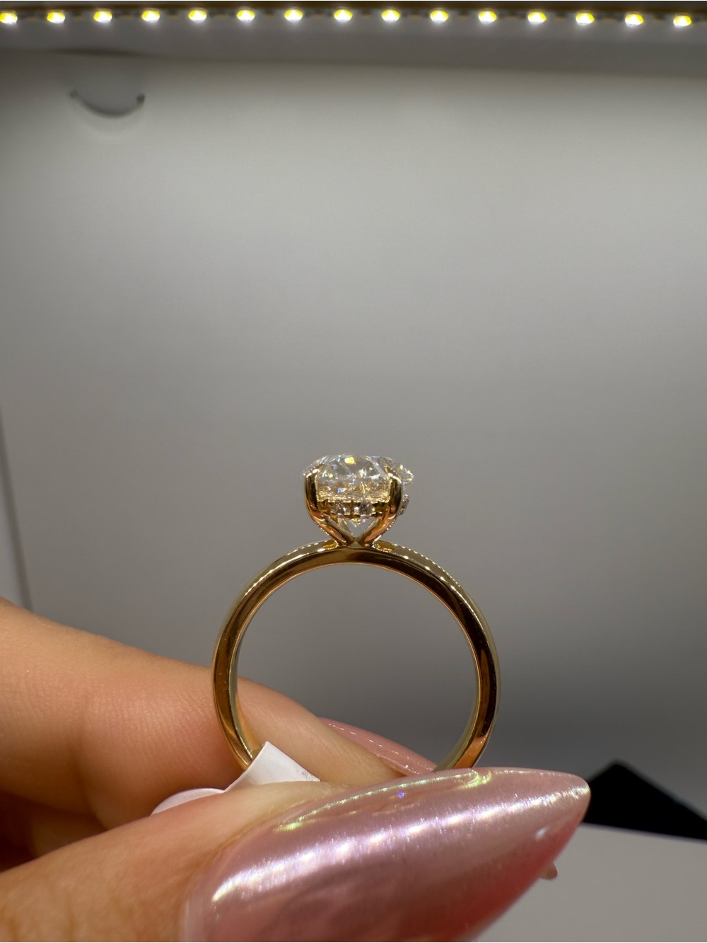 3.00 carat E VS1 oval lab diamond solitaire with hidden halo engagement ring - Picture 8 of 11